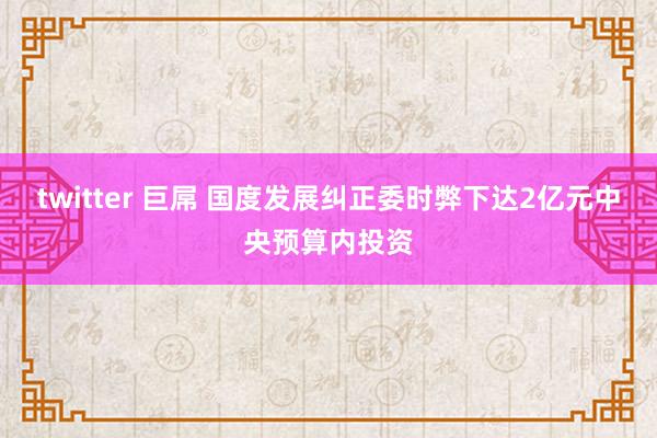 twitter 巨屌 国度发展纠正委时弊下达2亿元中央预算内投资