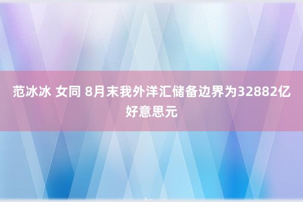 范冰冰 女同 8月末我外洋汇储备边界为32882亿好意思元