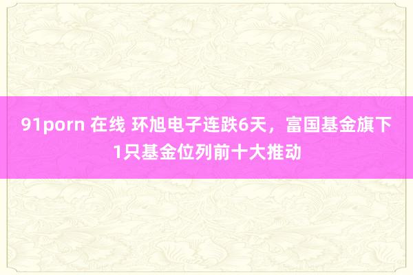 91porn 在线 环旭电子连跌6天，富国基金旗下1只基金位列前十大推动