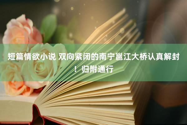 短篇情欲小说 双向紧闭的南宁邕江大桥认真解封！归附通行