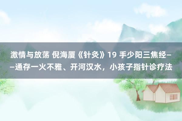 激情与放荡 倪海厦《针灸》19 手少阳三焦经——通存一火不雅、开河汉水，小孩子指针诊疗法