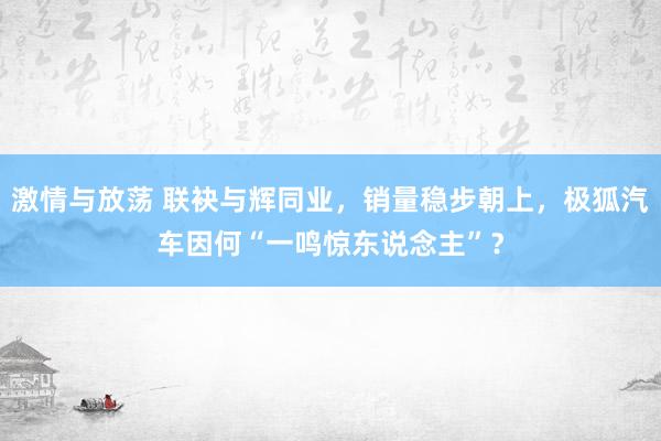 激情与放荡 联袂与辉同业，销量稳步朝上，极狐汽车因何“一鸣惊东说念主”？