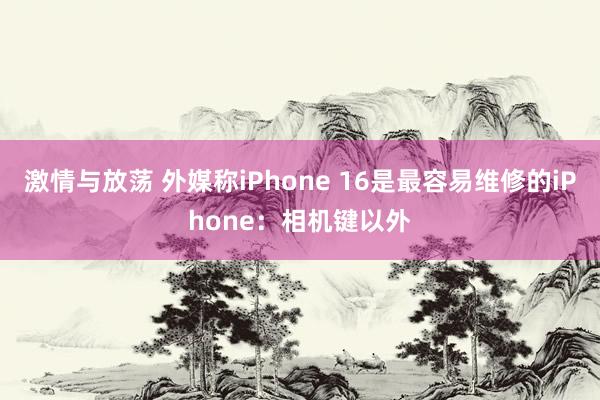 激情与放荡 外媒称iPhone 16是最容易维修的iPhone：相机键以外