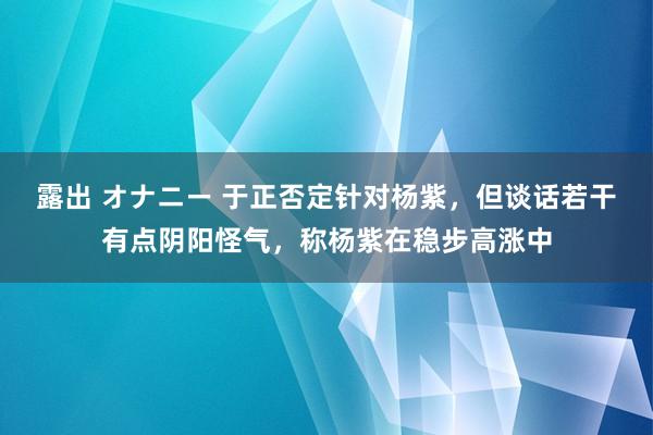 露出 オナニー 于正否定针对杨紫，但谈话若干有点阴阳怪气，称杨紫在稳步高涨中