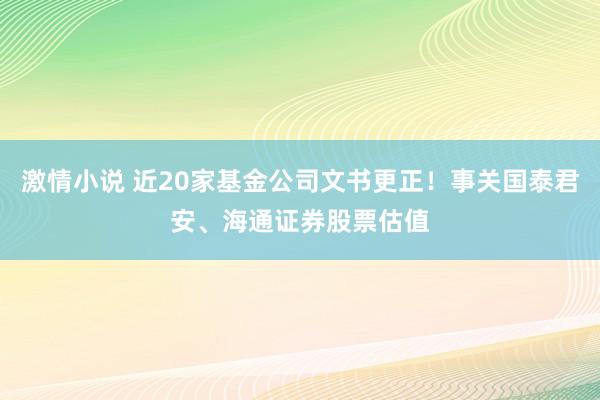 激情小说 近20家基金公司文书更正！事关国泰君安、海通证券股票估值