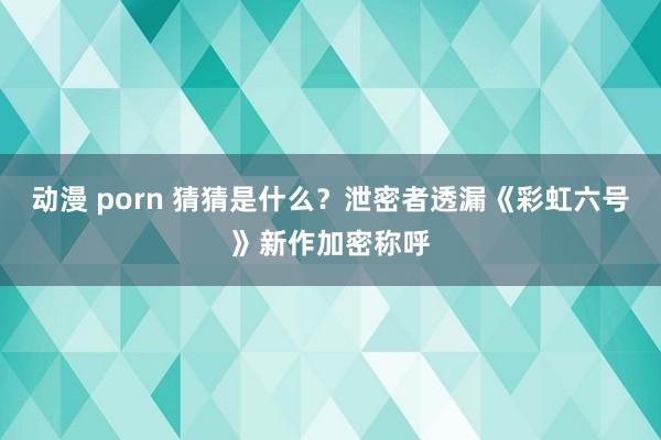 动漫 porn 猜猜是什么？泄密者透漏《彩虹六号》新作加密称呼