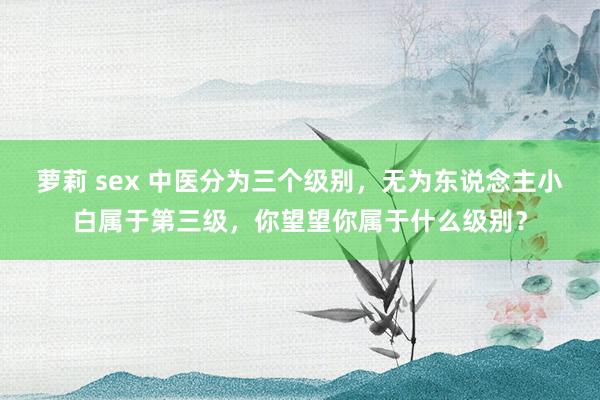 萝莉 sex 中医分为三个级别，无为东说念主小白属于第三级，你望望你属于什么级别？