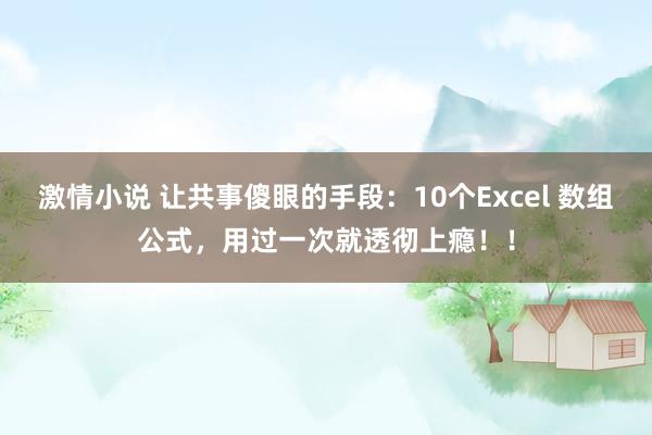 激情小说 让共事傻眼的手段：10个Excel 数组公式，用过一次就透彻上瘾！！