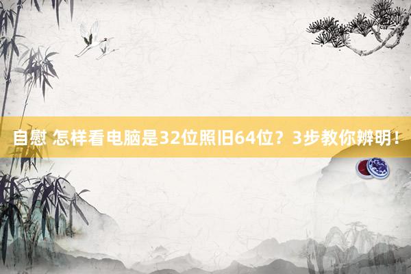 自慰 怎样看电脑是32位照旧64位？3步教你辨明！