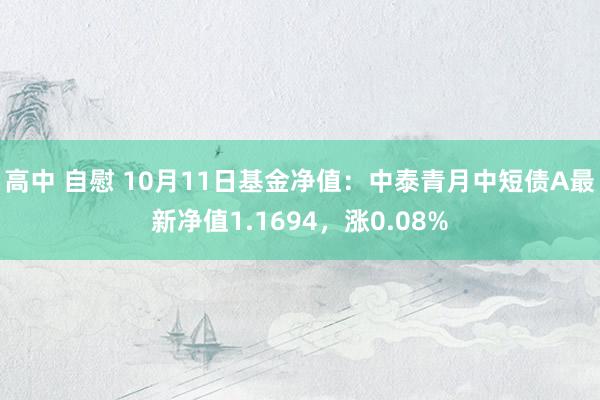 高中 自慰 10月11日基金净值：中泰青月中短债A最新净值1.1694，涨0.08%