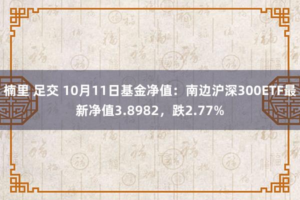 楠里 足交 10月11日基金净值：南边沪深300ETF最新净值3.8982，跌2.77%