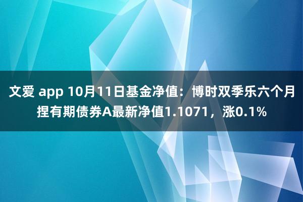 文爱 app 10月11日基金净值：博时双季乐六个月捏有期债券A最新净值1.1071，涨0.1%