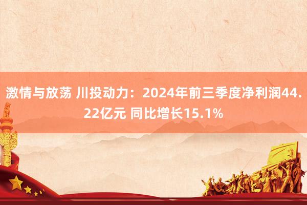 激情与放荡 川投动力：2024年前三季度净利润44.22亿元 同比增长15.1%