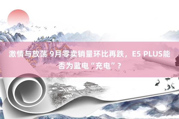 激情与放荡 9月零卖销量环比再跌，E5 PLUS能否为蓝电“充电”？