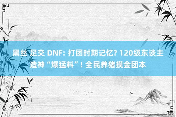 黑丝 足交 DNF: 打团时期记忆? 120级东谈主造神“爆猛料”! 全民养猪摸金团本