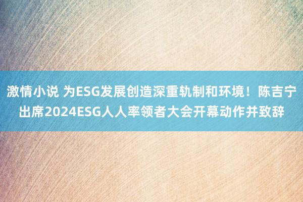 激情小说 为ESG发展创造深重轨制和环境！陈吉宁出席2024ESG人人率领者大会开幕动作并致辞