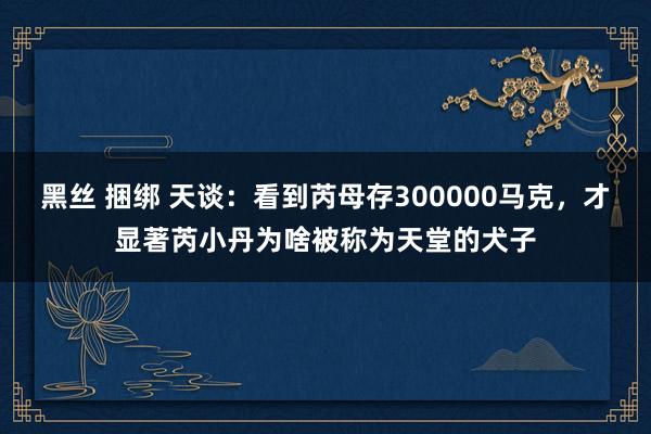 黑丝 捆绑 天谈：看到芮母存300000马克，才显著芮小丹为啥被称为天堂的犬子