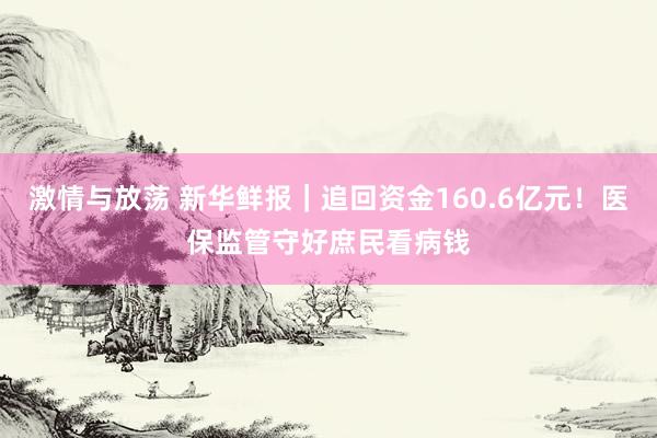 激情与放荡 新华鲜报｜追回资金160.6亿元！医保监管守好庶民看病钱