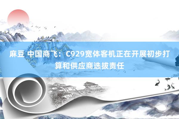 麻豆 中国商飞：C929宽体客机正在开展初步打算和供应商选拔责任