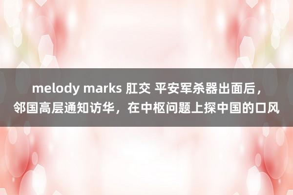 melody marks 肛交 平安军杀器出面后，邻国高层通知访华，在中枢问题上探中国的口风