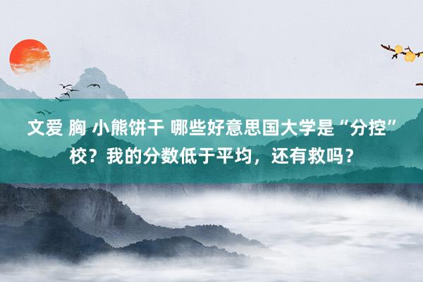 文爱 胸 小熊饼干 哪些好意思国大学是“分控”校？我的分数低于平均，还有救吗？