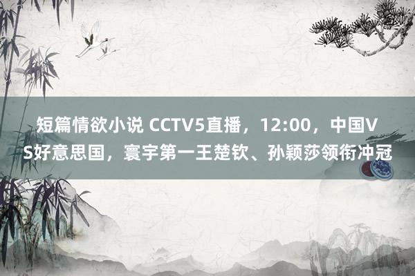 短篇情欲小说 CCTV5直播，12:00，中国VS好意思国，寰宇第一王楚钦、孙颖莎领衔冲冠