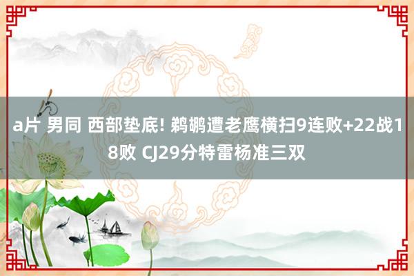 a片 男同 西部垫底! 鹈鹕遭老鹰横扫9连败+22战18败 CJ29分特雷杨准三双