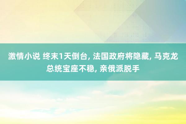 激情小说 终末1天倒台， 法国政府将隐藏， 马克龙总统宝座不稳， 亲俄派脱手