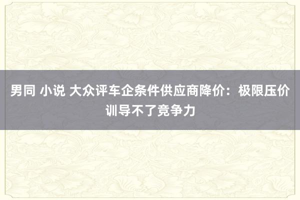 男同 小说 大众评车企条件供应商降价：极限压价训导不了竞争力