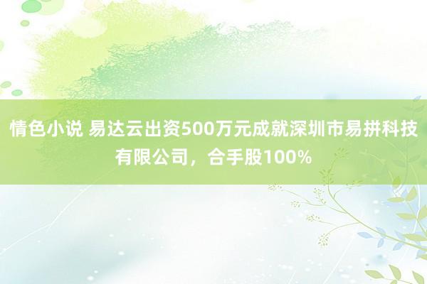 情色小说 易达云出资500万元成就深圳市易拼科技有限公司，合手股100%