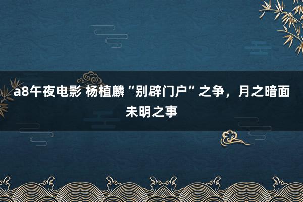 a8午夜电影 杨植麟“别辟门户”之争，月之暗面未明之事