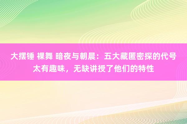 大摆锤 裸舞 暗夜与朝晨：五大藏匿密探的代号太有趣味，无缺讲授了他们的特性