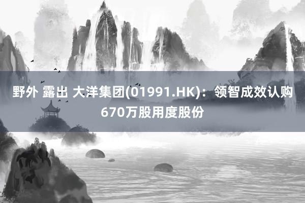 野外 露出 大洋集团(01991.HK)：领智成效认购670万股用度股份