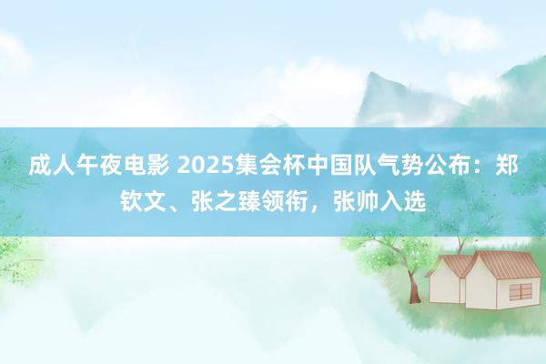 成人午夜电影 2025集会杯中国队气势公布：郑钦文、张之臻领衔，张帅入选