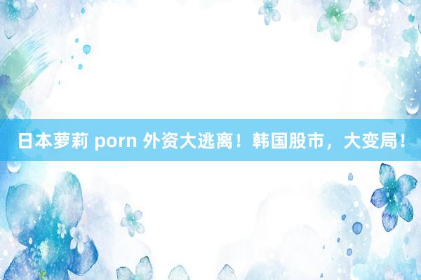 日本萝莉 porn 外资大逃离！韩国股市，大变局！