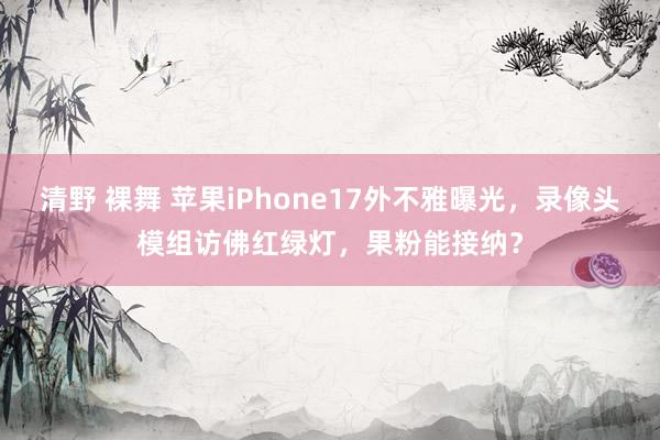 清野 裸舞 苹果iPhone17外不雅曝光，录像头模组访佛红绿灯，果粉能接纳？