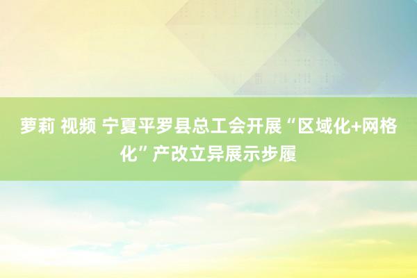 萝莉 视频 宁夏平罗县总工会开展“区域化+网格化”产改立异展示步履