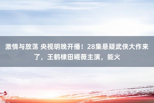 激情与放荡 央视明晚开播！28集悬疑武侠大作来了，王鹤棣田曦薇主演，能火