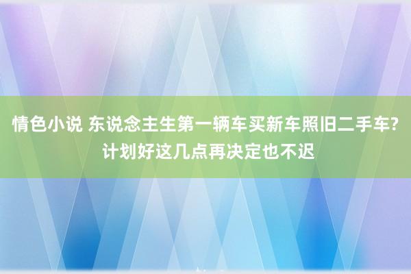 情色小说 东说念主生第一辆车买新车照旧二手车? 计划好这几点再决定也不迟