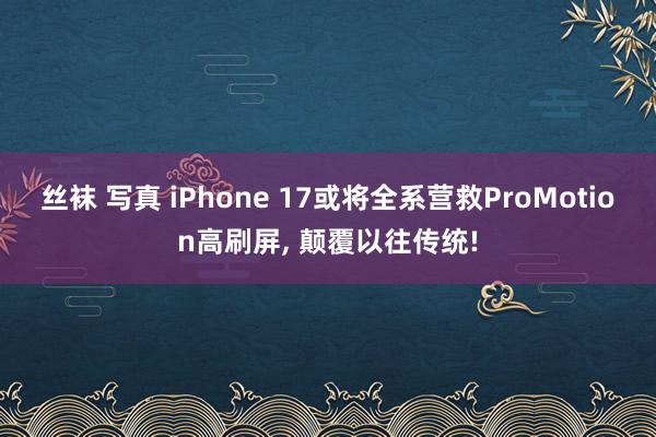 丝袜 写真 iPhone 17或将全系营救ProMotion高刷屏， 颠覆以往传统!