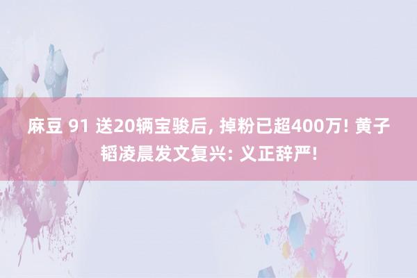 麻豆 91 送20辆宝骏后， 掉粉已超400万! 黄子韬凌晨发文复兴: 义正辞严!